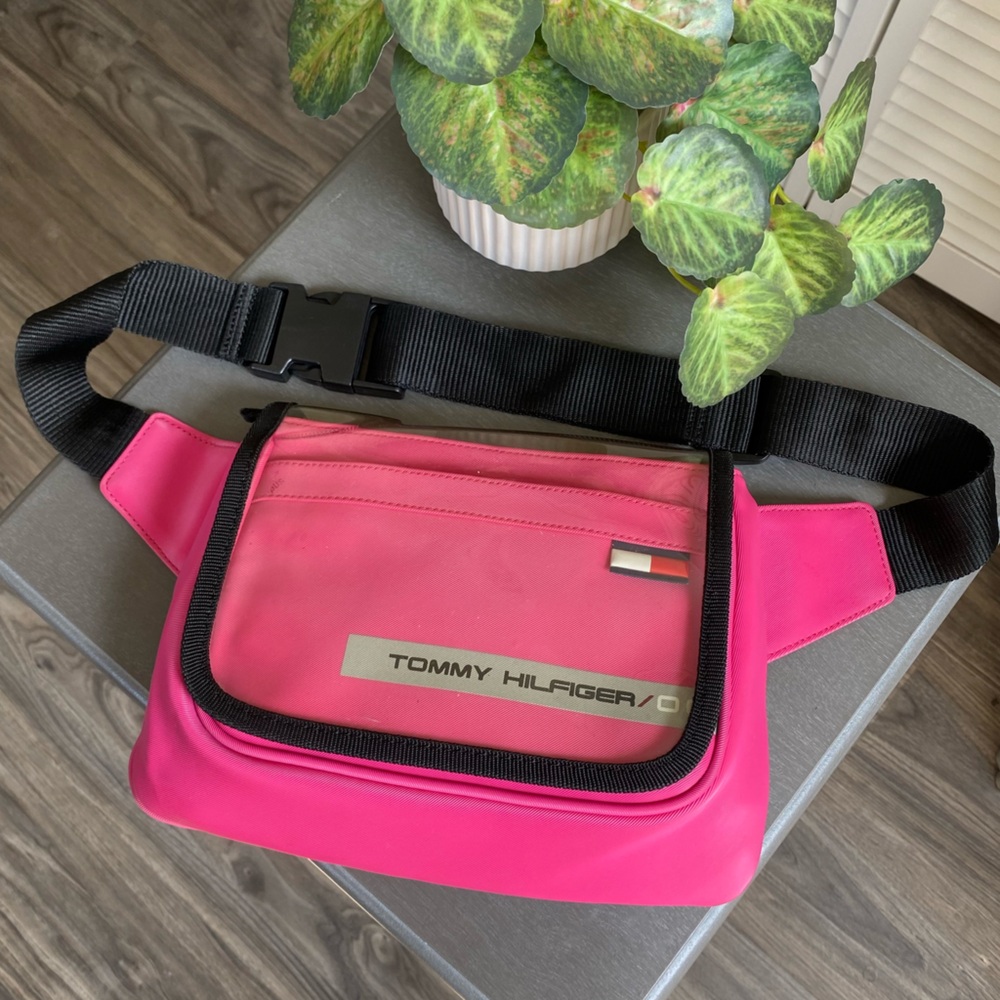 Vintage Y2K Tommy Hilfiger 2000 Pink and Clear Belt Bag Fanny Pack